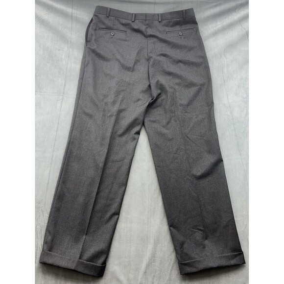Lauren Ralph Lauen Total Comfort Dress Pants Mens 38x32 Gray Pleated Cuffed - Picture 2 of 11